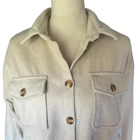 Thread & Supply Woven Shacket Ivory Long Sleeves Women Jacket Size S - Picture 6 of 9